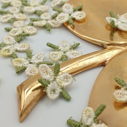 VINTAGE appliques cute light yellow flower embroidery Patches #325