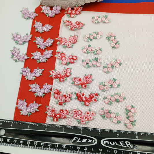 30 pieces FLORAL VINTAGE appliques purple green red pink flower Patches #146