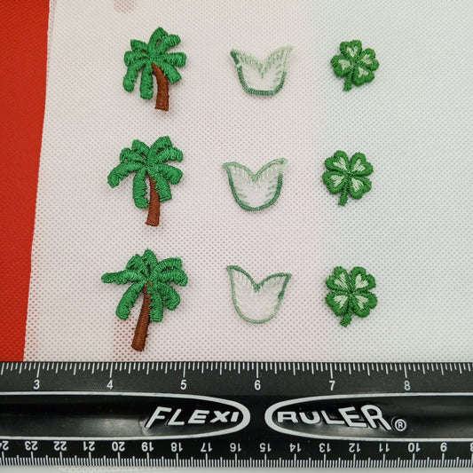 9 pieces FLORAL VINTAGE appliques green light green brown flower Patches #154