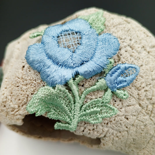 FLORAL VINTAGE appliques blue green flower Patches #252