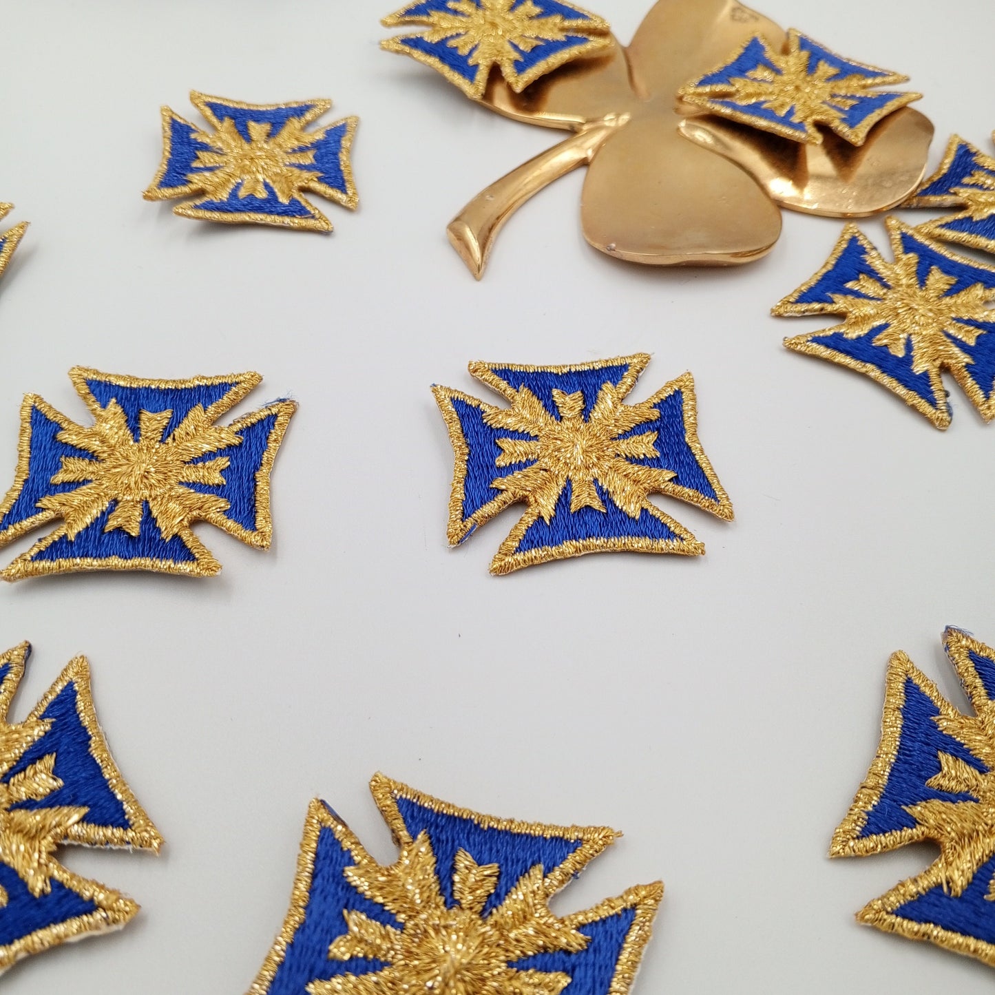 Majestic Royalty Star Patch Iron on Royal Blue Noble Star Metallic gold Applique VINTAGE Regal Stars Patches Motif Crest Star Embroidery#631