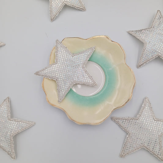 Silver Metallic Hologram Star patch Decorative applique VINTAGE Shimmer Stars Iron on Patches for Clothes Bags Hat Jeans Customizations #624