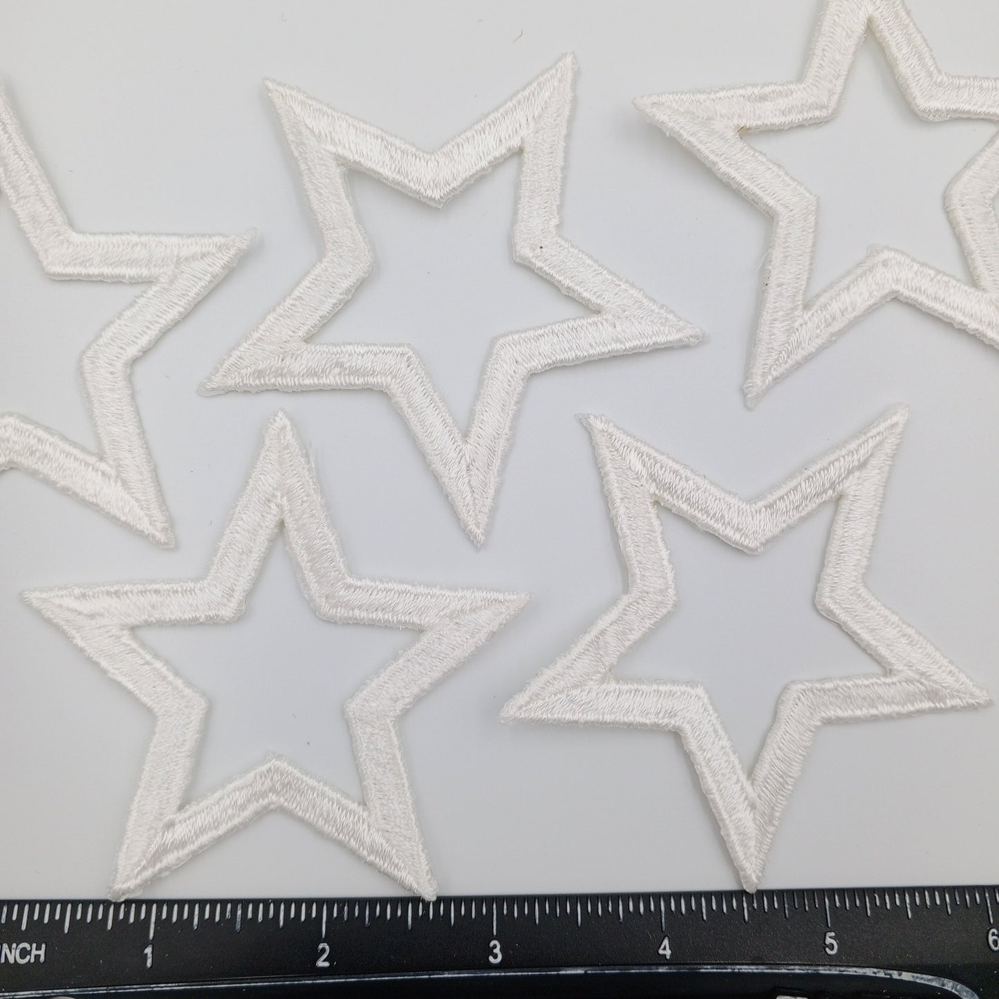 Pure White Star Iron on Patch Embroidery Stars Appliques for Jackets, Jeans, Celestial themed Costumes, Emblem Star Shaped Patch #606