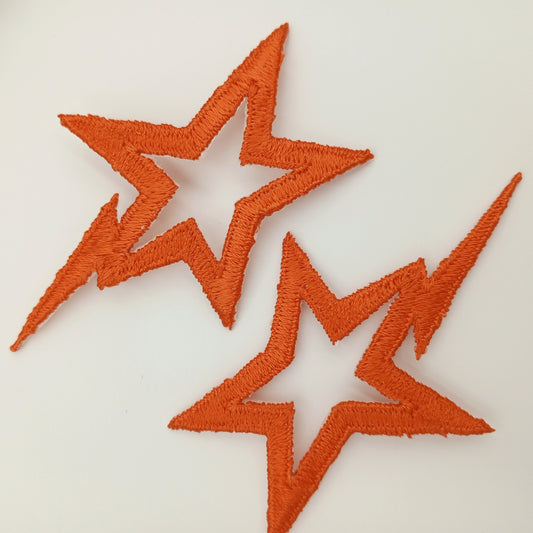 Orange Shooting Star appliques VINTAGE Iron on Patches for DIY Scrapbooking and Decorating #602