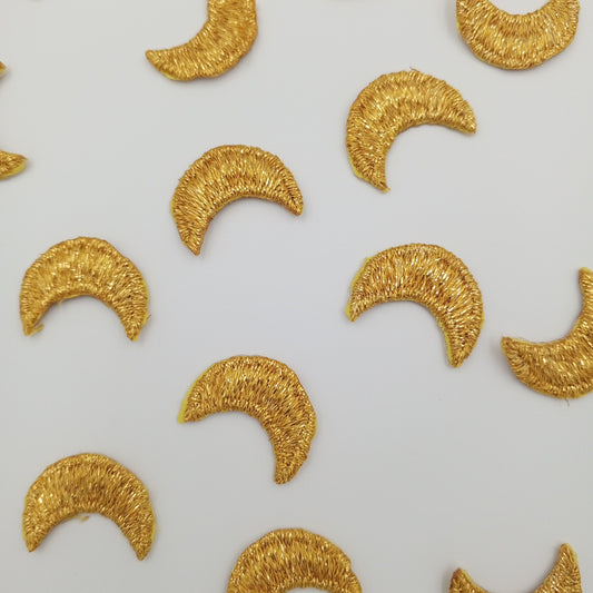Metallic gold Moon appliques VINTAGE Iron on Patches for DIY crafting projects #627