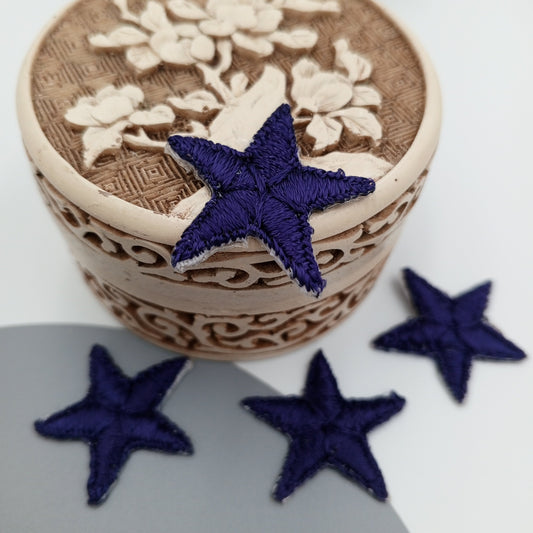 Iron on Navy Blue Stars Patches VINTAGE Decorative Iron on Star Applique #617