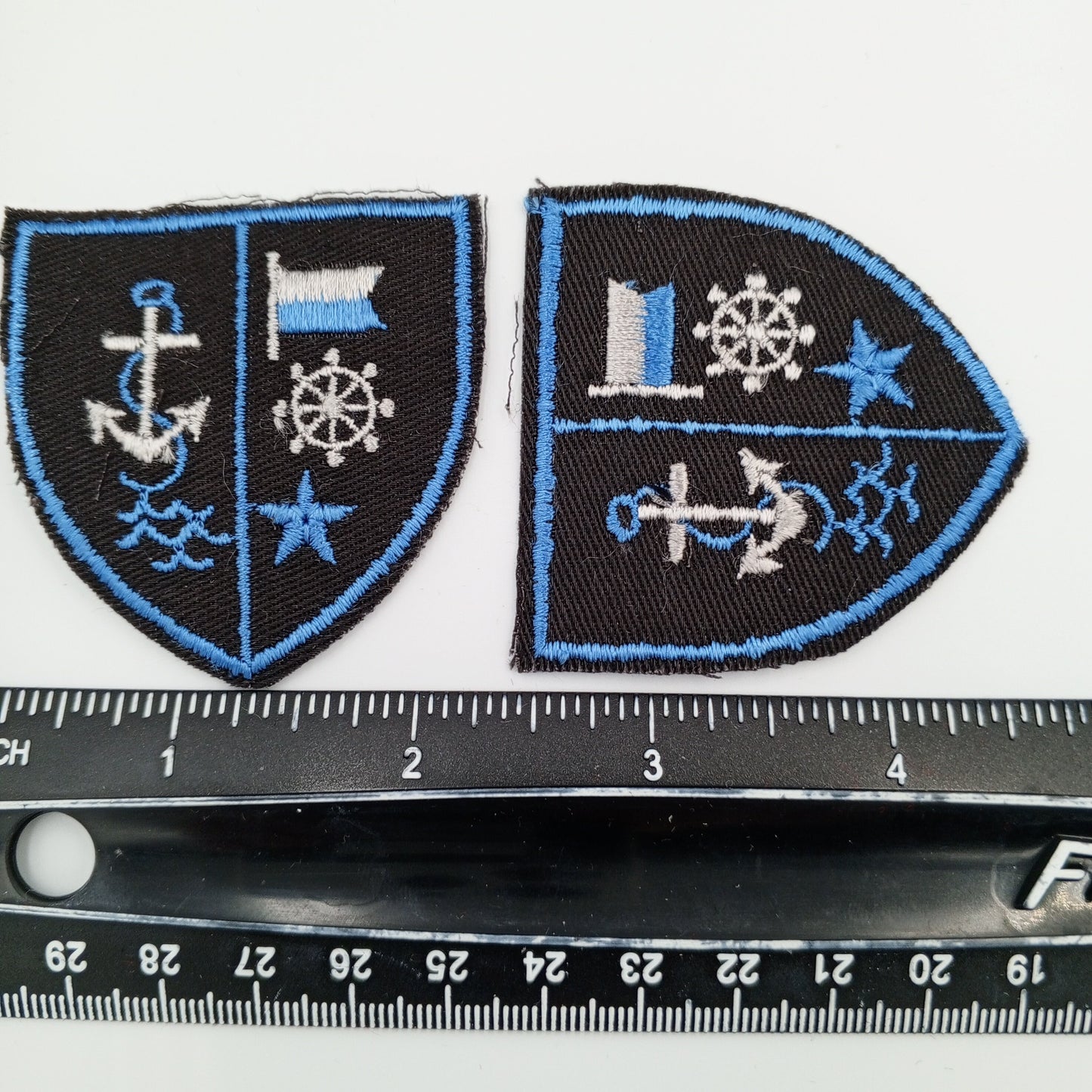 VINTAGE Sailor Badge Patches black blue Star silver gray Embroidery Anchor Patch Appliques #704