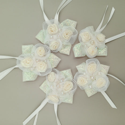 FLORAL VINTAGE applique cream white beaded Flower Patches #280