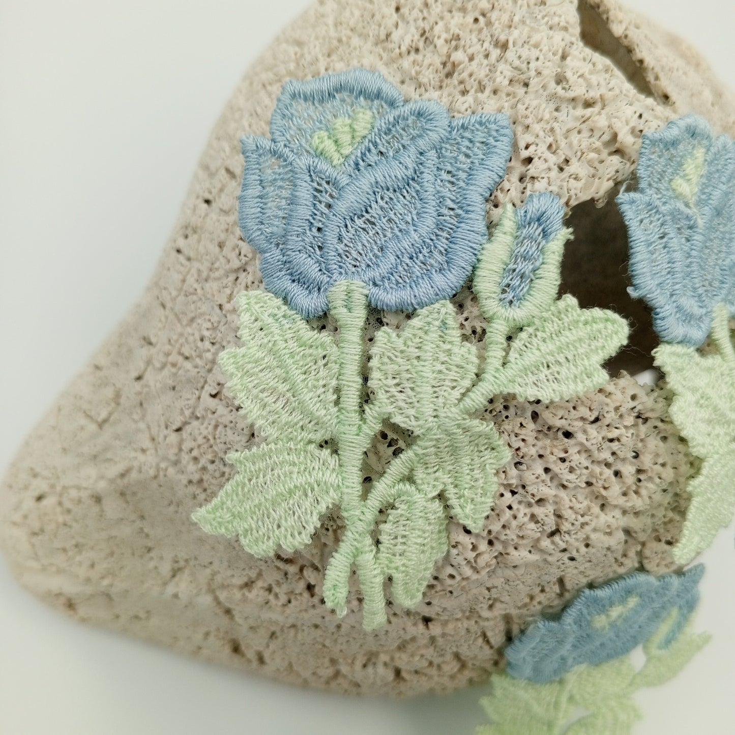 FLORAL VINTAGE appliques blue green flower Patches #273