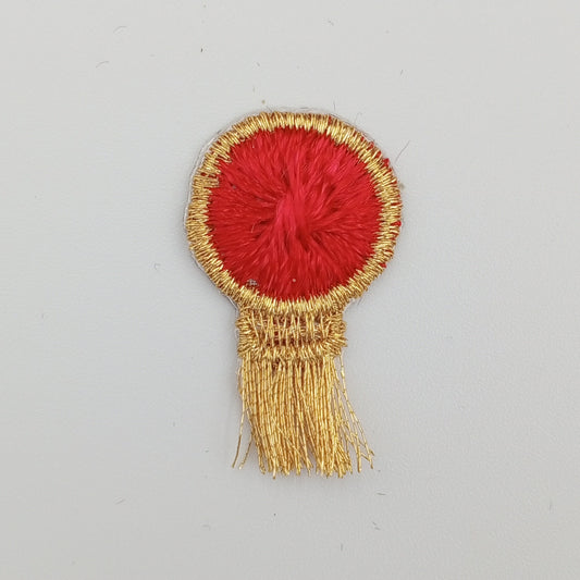 VINTAGE Badge Patches metallic gold, red Embroidered Appliques #739