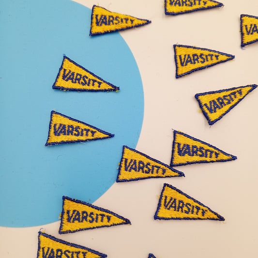 VINTAGE Badge Patches yellow blue VARSITY Embroidered Appliques #750