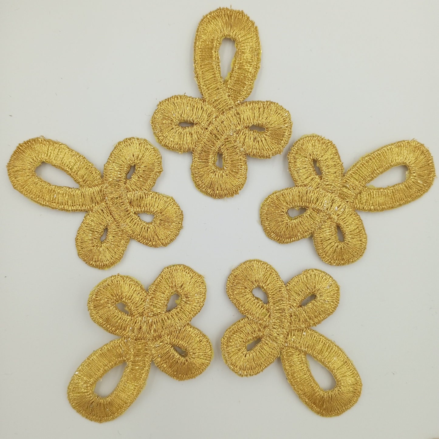 GOLD KNOT Iron on Patches METALLIC Gold Cross knots Design Embroidered Appliques Embellishments #770