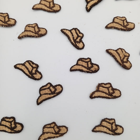 VINTAGE Cowboy hat appliques embroidery Brown Patches #936
