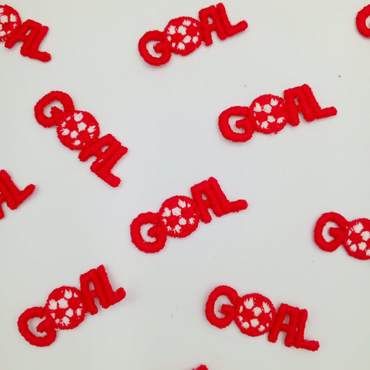 VINTAGE Letter Words Patches white red GOAL soccer/football Embroidered Appliques #802