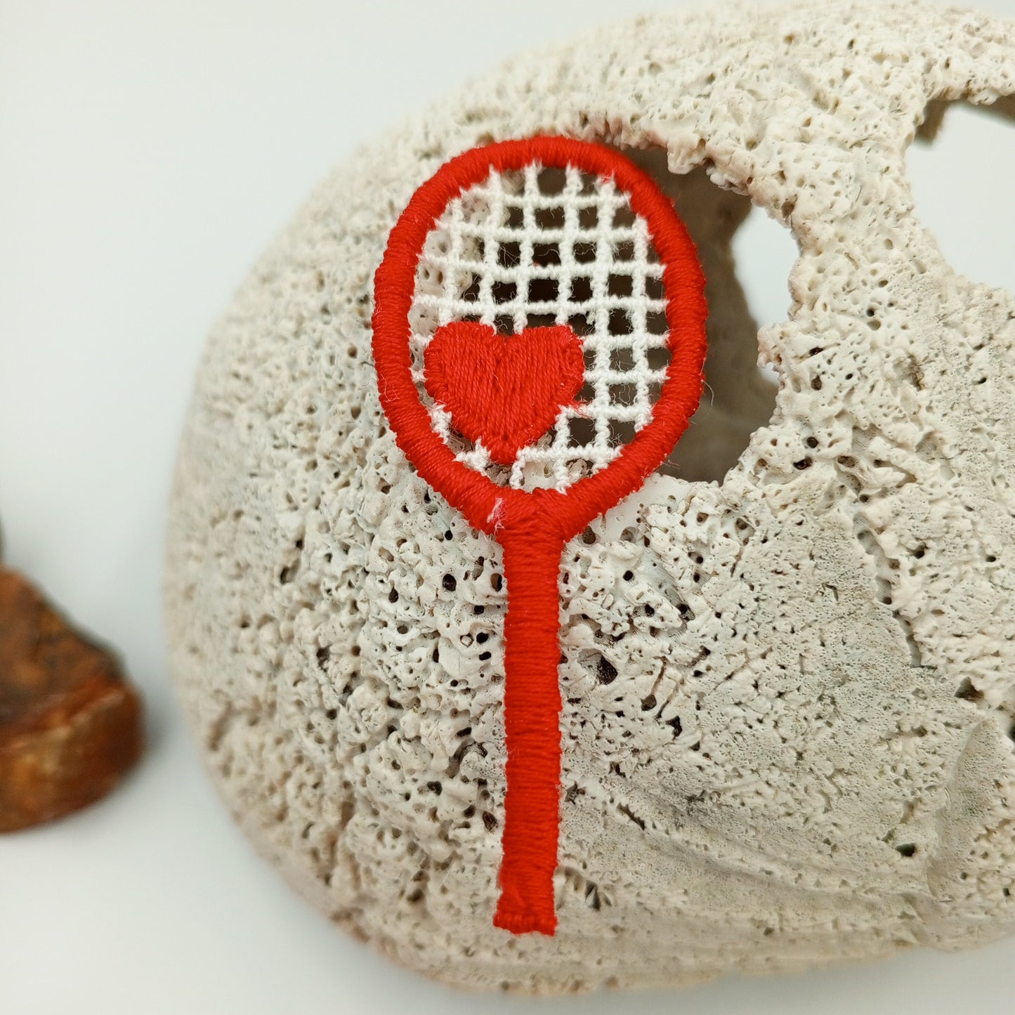 VINTAGE Red Heart tennis Rackets Patches off white Embroidered Love tennis Appliques #914