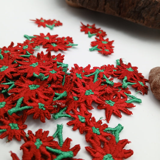 FLORAL VINTAGE appliques red green flower Patches #348