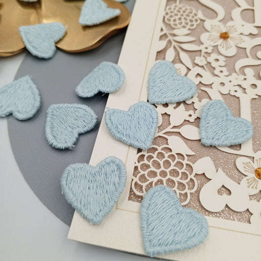 Baby blue heart appliques VINTAGE Sew on Patches #662