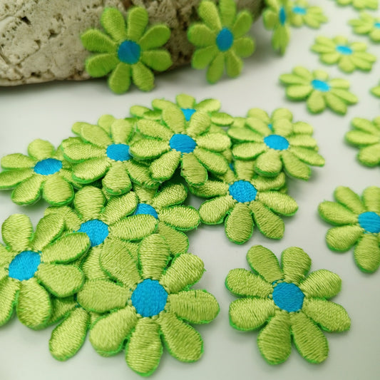 FLORAL VINTAGE applique turquoise lime green Flower Patches #270