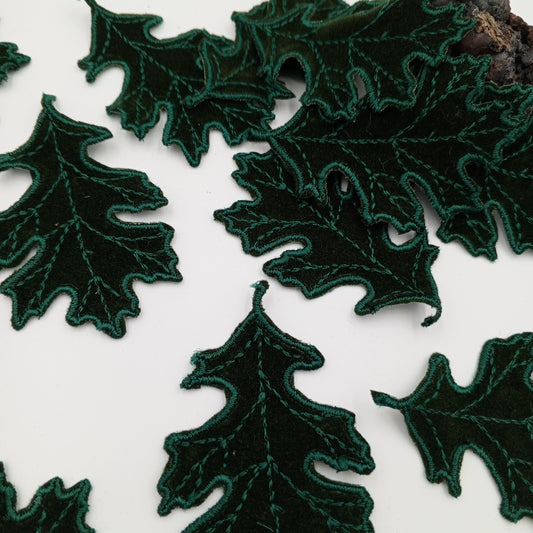 Forest Green Leaf Fabric Patch Embroidered Hunter Green Leaf Sewing Applique patches for DIY Sewing Crafting Clothing Revamps Embellishments