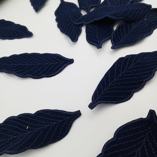 Leaf Embroidery Patch Vintage Dark Navy Embroidered Leaf Fabric Patches for DIY Sewing Crafting, Clothing Revamps, Quilting, Embellishments