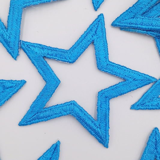 Bright blue Star appliques VINTAGE Iron on Jeans Patches star shaped motif Decoration for Bags Jackets Hats Clothing Embellishments #607
