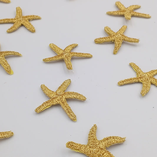 Metallic gold Starfish appliques VINTAGE Iron on Patches for DIY decorating #628