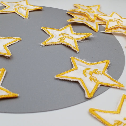 Yellow White Happy face Stars appliques VINTAGE Iron on Patches for Sewing Crafting and Quilting #626