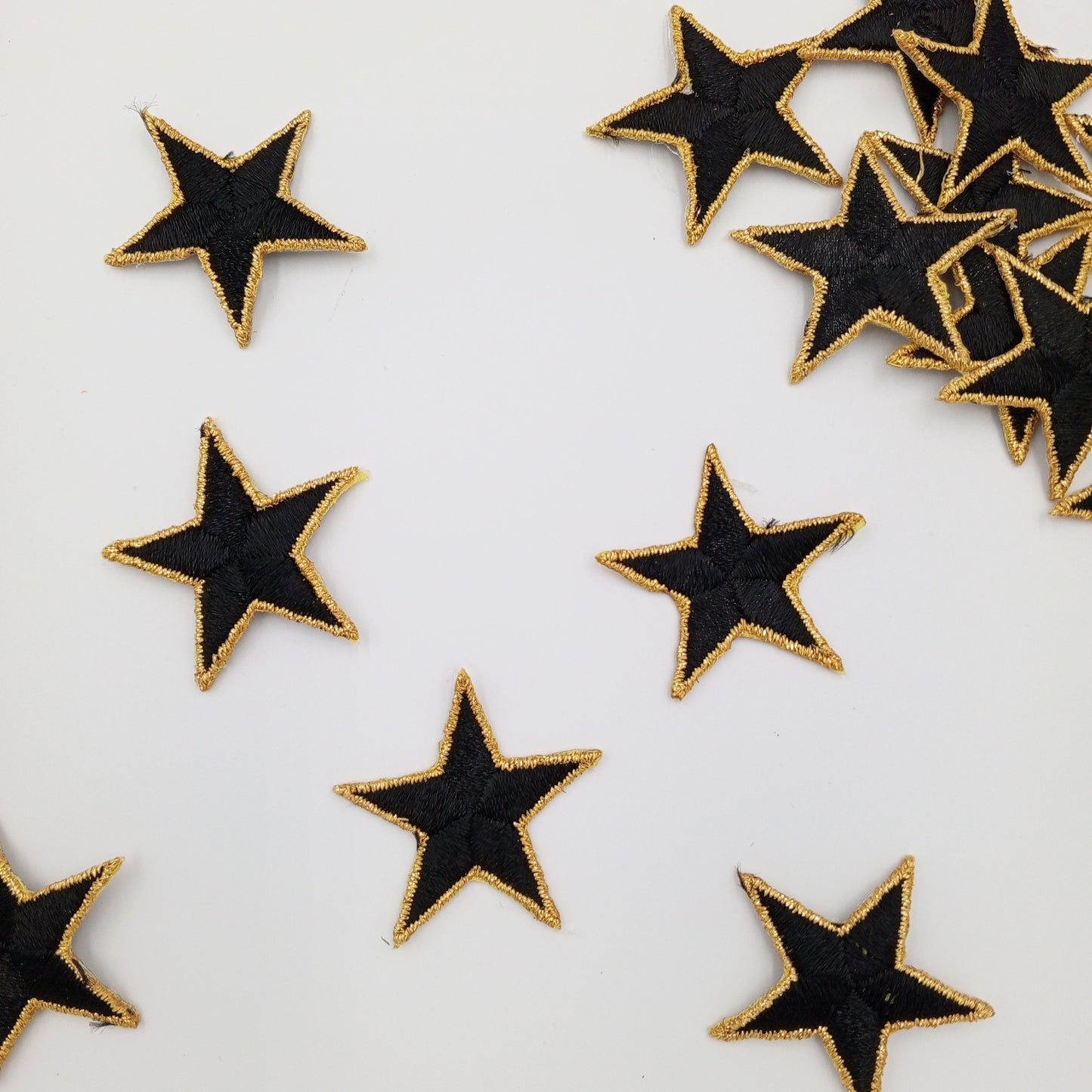 Iron on Metallic Gold Outline Black Stars patches Embroidered VINTAGE star badges Iron on Patches #621