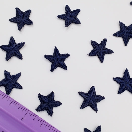 Iron on Navy Stars appliques VINTAGE Embroidered Blue Star Patches #620