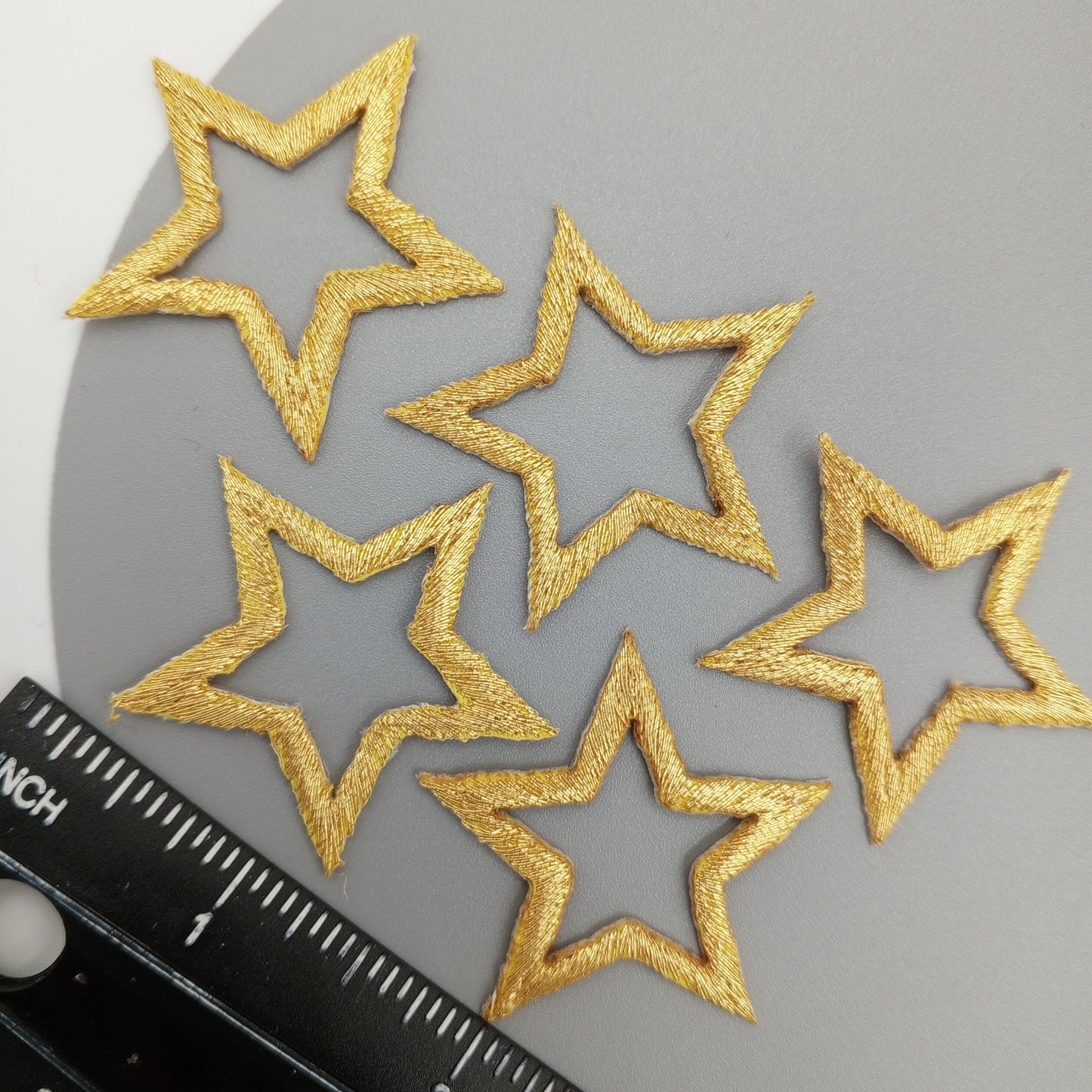 Iron on Metallic Gold Stars appliques Embroidered Star badge Gold Outline Iron on Patches #613