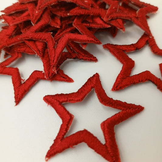 Iron on Red Stars Patches Celestial themed patch Star Outline Design Motif Star Symbol Embroidered Appliques for Decorative Accents #611