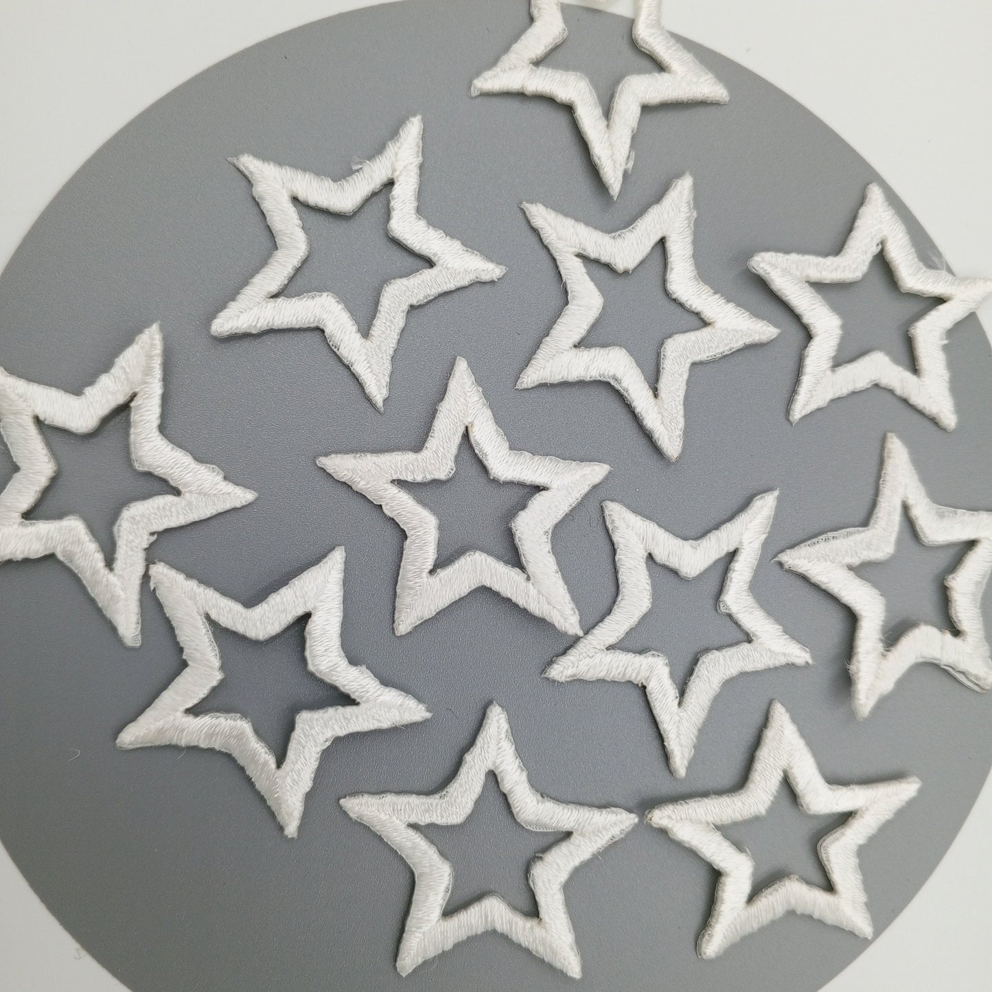 Iron on White Stars Patches VINTAGE Embroidered Iron on Star Applique #609