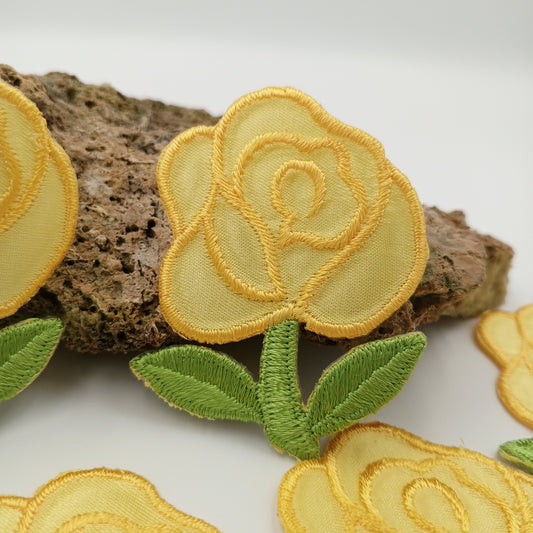 FLORAL VINTAGE appliques yellow green flower Patches #271