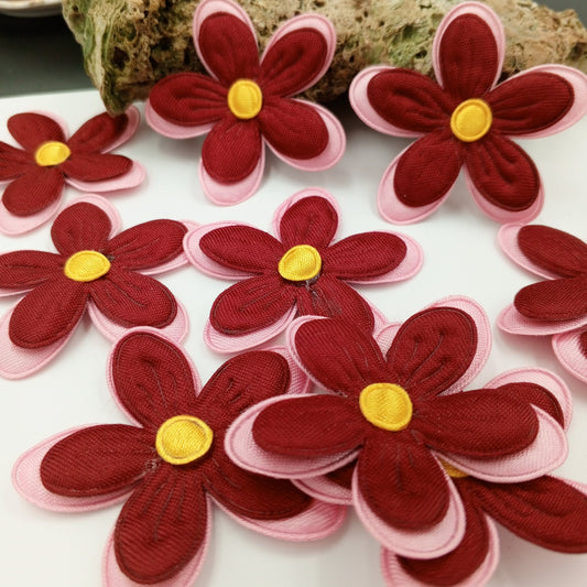 FLORAL VINTAGE appliques pink maroon flower Patches #258