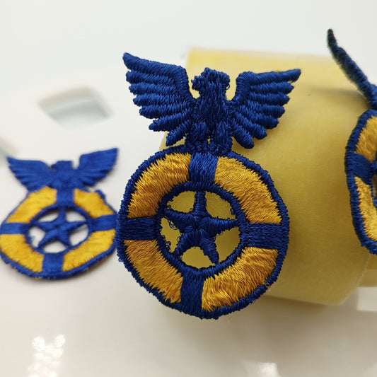 Yellow Royal blue Vintage Eagle Embroidered Applique Liberty Emblem Lifesaver Star Heraldic Uniform Patches Sewing Decorative Embellishments