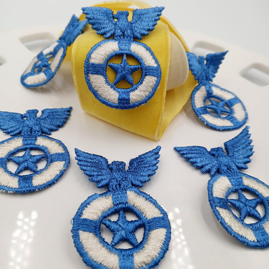 Classic Blue Eagle Vintage White Embroidered Applique Liberty Emblem Lifesaver Star Heraldic Uniform Patches Sewing Embellishments