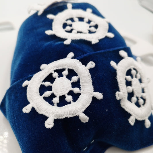 White Nautical Ship Wheel Applique Embroidered Vintage Captain's wheel Patches for DIY Sewing Embellishments, Clothing Bags & Decorating