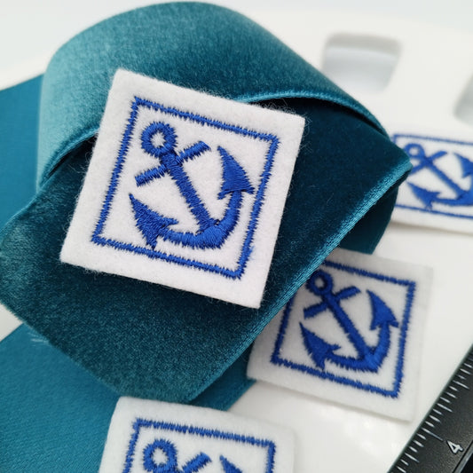 Blue white Iron on Anchor Decorative Patch Nautical Embroidered Retro Vintage Classic Sailor Anchor Applique Motif Embroidery