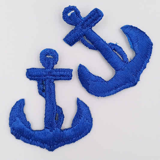 Royal blue Iron on Anchor Decorative Patch Nautical Embroidered Retro Vintage Classic Sailor Anchor Applique Motif Embroidery