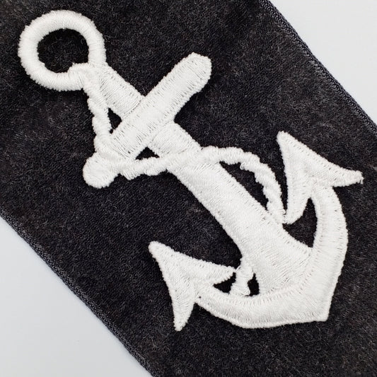 White Anchor Decorative Patch Nautical Embroidered Retro Vintage Classic Sailor Anchor Applique Motif Embroidery for Embellishments