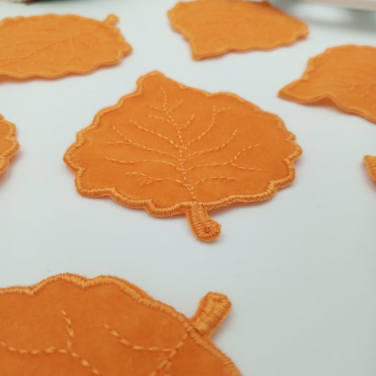Orange Leaves VINTAGE fabric appliques Patches #341