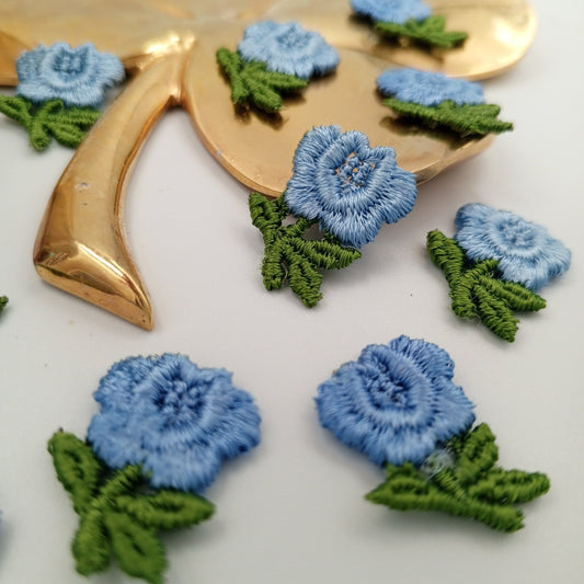 FLORAL VINTAGE appliques blue flower Patches #255