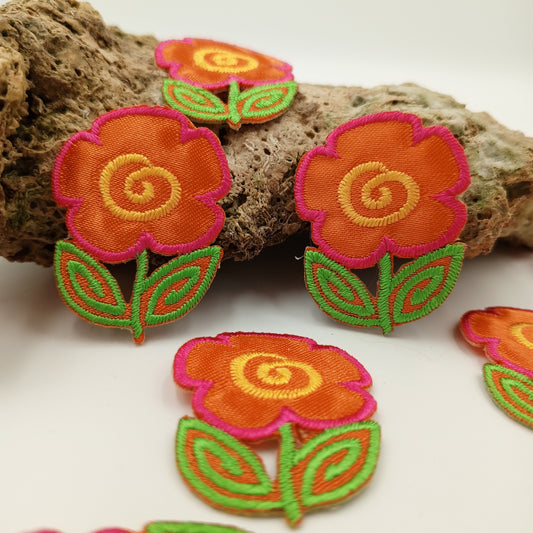 FLORAL VINTAGE applique orange yellow pink green Flower Patches #267