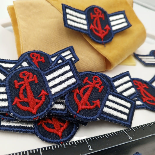 Navy Iron on Red Anchor Badge White Wings Patches for Suits Nautical Embroidered Retro Vintage Classic Sailor Anchor Applique Embroidery