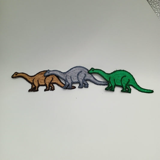 3pcs Brachiosaurus Dinosaur Iron-on Patches Cute Dino Kids Appliques Embroidered Dinosaur Patch Jurassic Green Brown Grey Dinosaurs #524