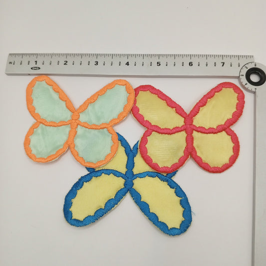 3pcs Vivid Bold Butterflies Iron-on Patch Set Large Vibrant Winged Patches Yellow Orange Blue Butterfly Motif Embellishment #529