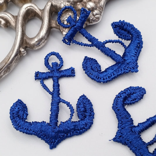 Royal blue Anchor Decorative Patch Nautical Embroidered Retro Vintage Classic Sailor Anchor Applique Motif Embroidery for Embellishments