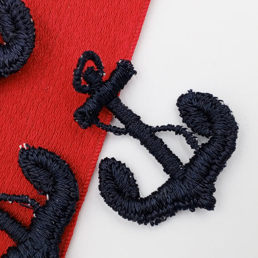 Black Anchor Decorative Patch Nautical Embroidered Retro Vintage Classic Sailor Anchor Applique Motif Embroidery for Embellishments