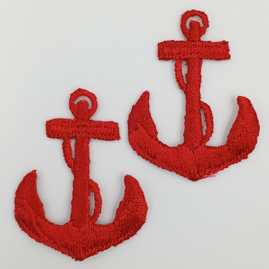 Red Iron on Anchor Decorative Patch Nautical Embroidered Retro Vintage Classic Sailor Anchor Applique Motif Embroidery