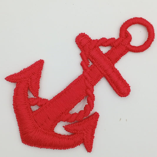 Red Anchor Decorative Patch Nautical Embroidered Retro Vintage Classic Sailor Anchor Applique Motif Embroidery for Embellishments